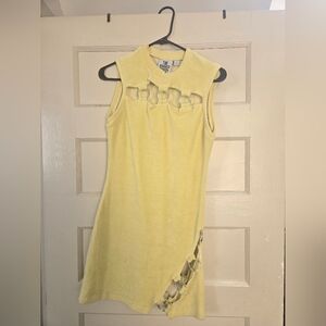 The Ragged Priest Yellow Sleeveless Dress with Cut-Out Details, Silver Hardware